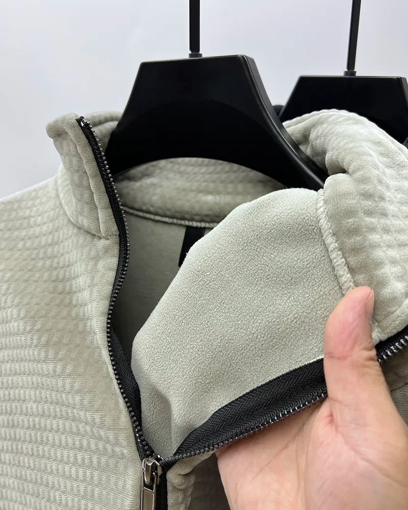 Vibonanza | Alpaca Fleece Half Zip Trui met Hoge Kraag