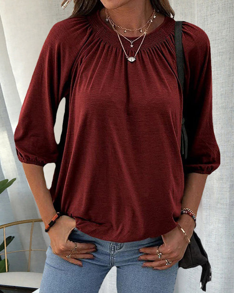Vibonanza | Dames Ronde Hals T-shirt 3/4 Raglanmouw