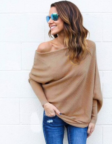 Vibonanza | Elegante Grijze Off-Shoulder Damestrui
