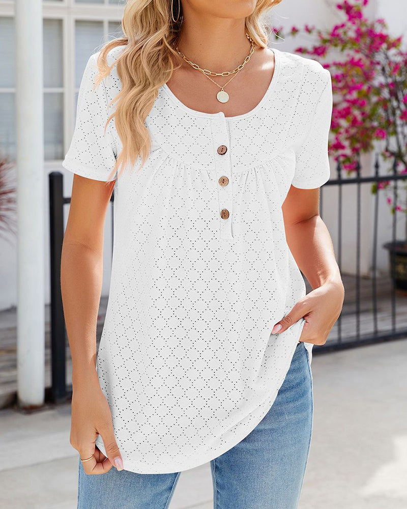 Vibonanza | Damesblouse Katoen Korte Mouw Met Print