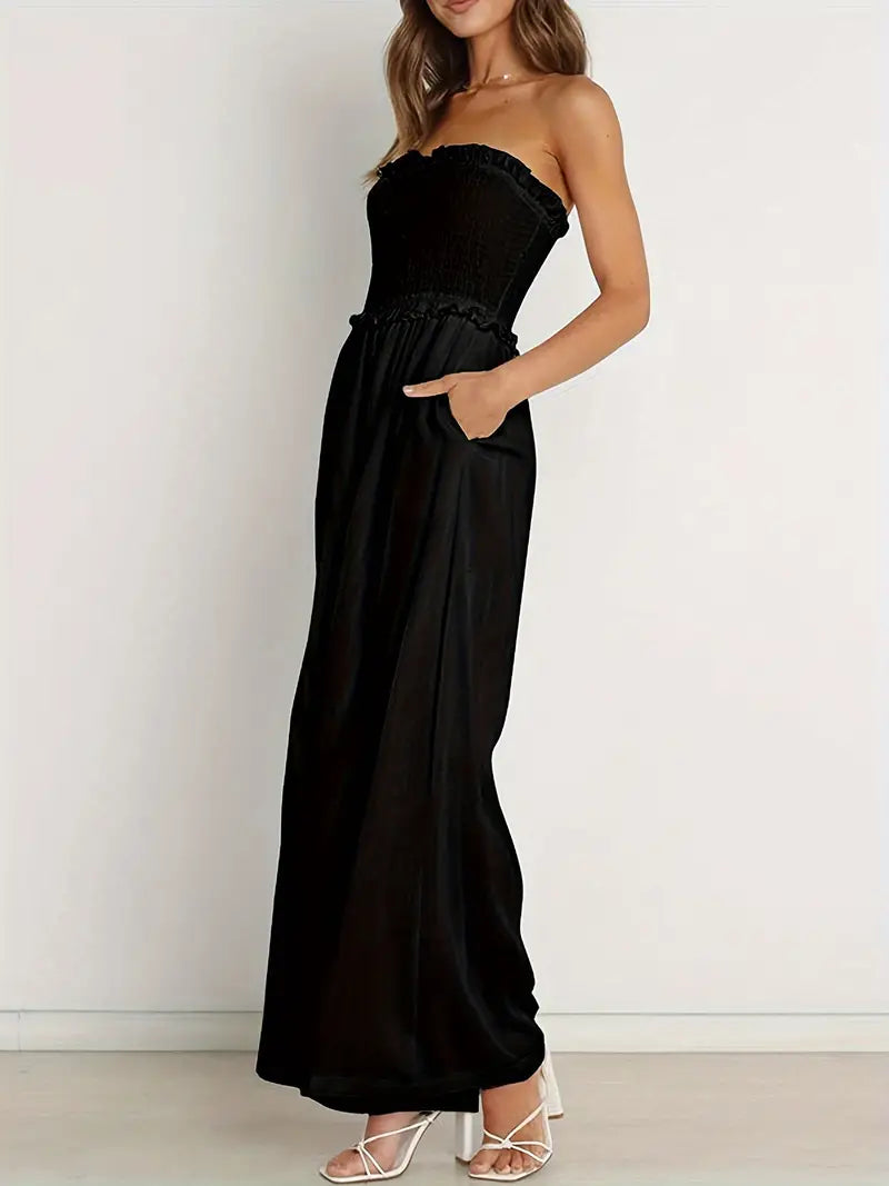 Vibonanza | Strapless Zwarte Jumpsuit Dames