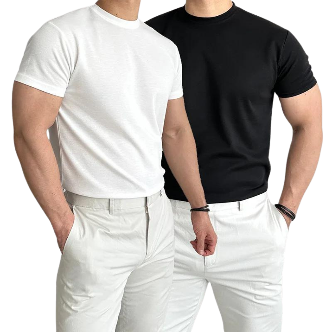 Vibonanza | Heren T-shirt Korte Mouwen Navy Blauw Katoen