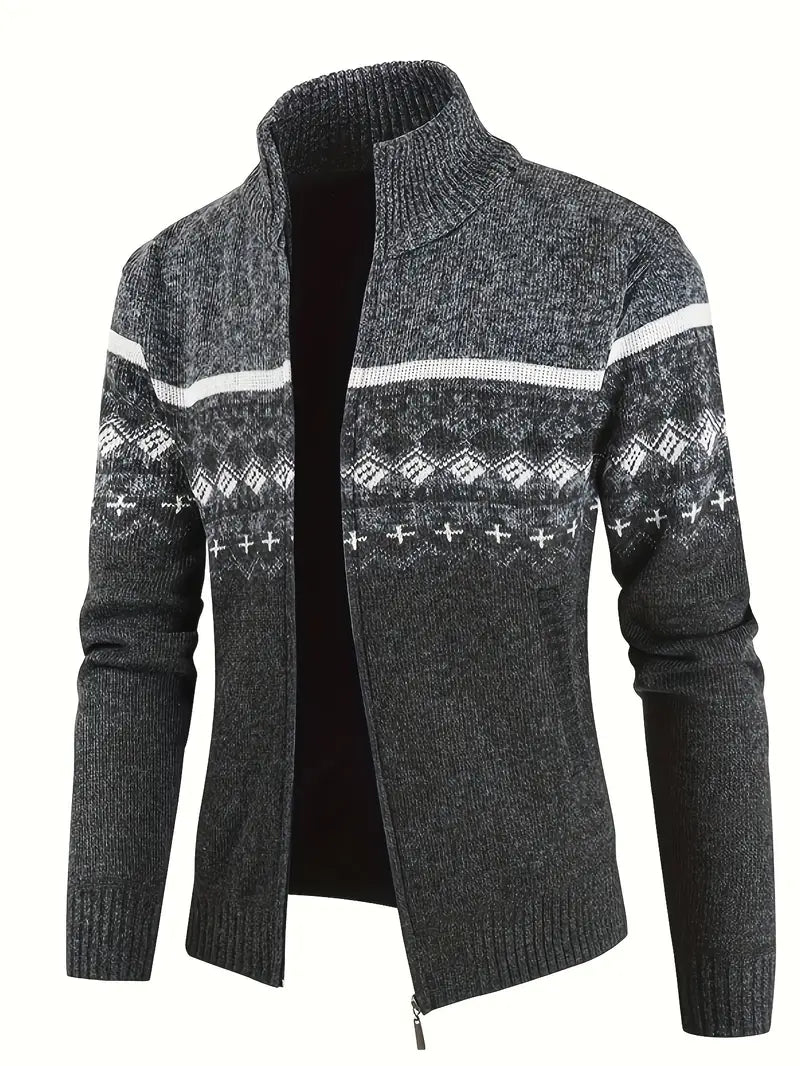 Vibonanza | Heren Vest Isolerend Denim Nordic Patroon