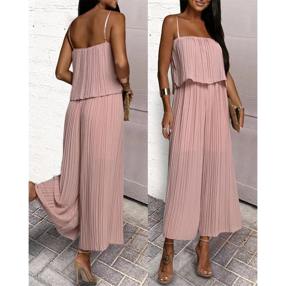 Vibonanza | Olijfgroen Geplooide Jumpsuit Dames