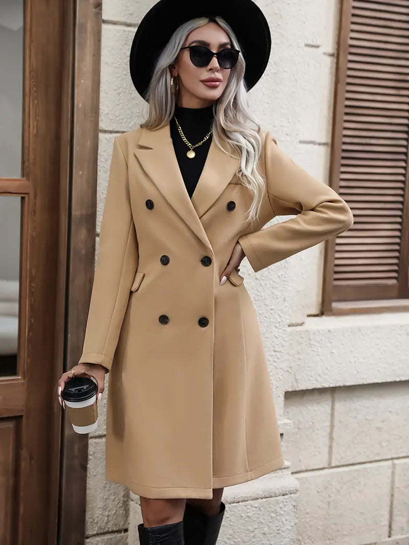 Vibonanza | Dames Lange Zwarte Elegante Mantel