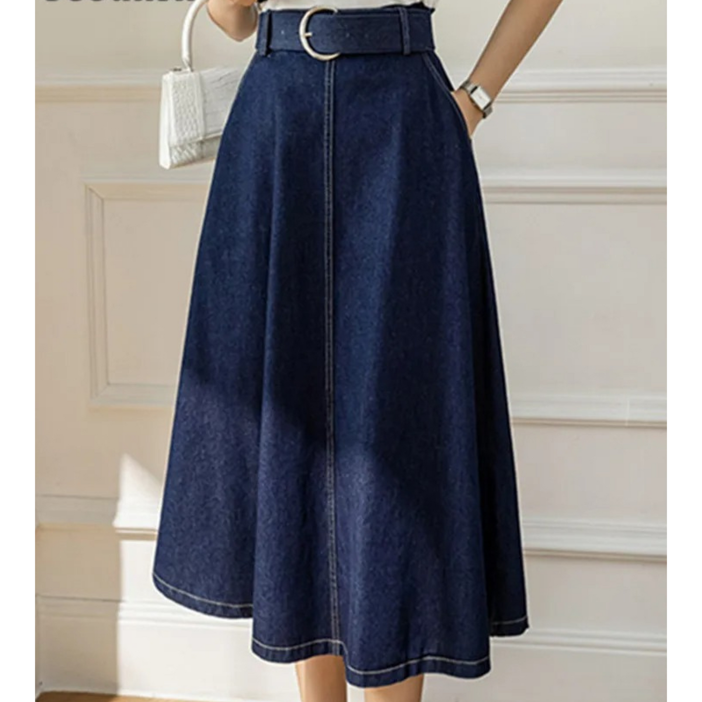 Vibonanza | Denimrok Dames Hoge Taille Met Zakken