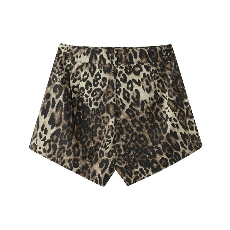 Vibonanza | Dames Hoog Taille Luipaardprint Shorts