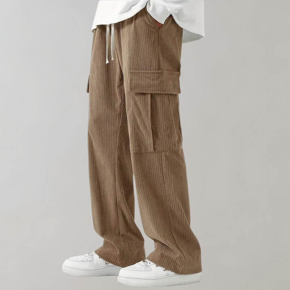 Vibonanza | Grijze Corduroy Cargobroek Heren
