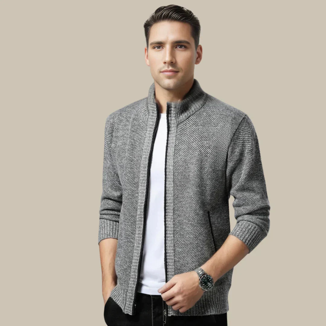 Vibonanza | Elegant Herenvest met Opstaande Kraag