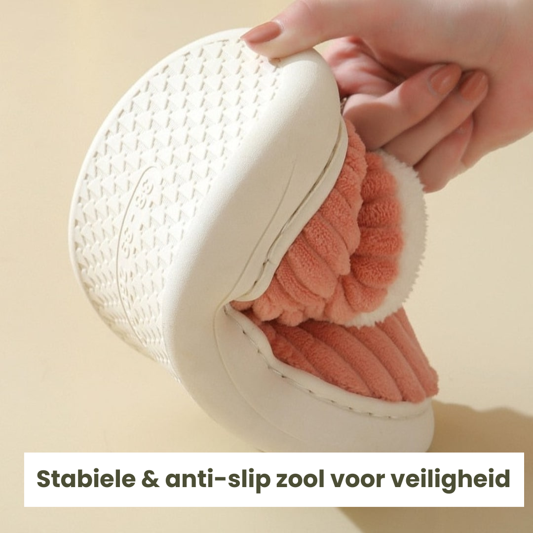 Vibonanza | Damespantoffels Flanel Fleece Bont Antislip Oranje