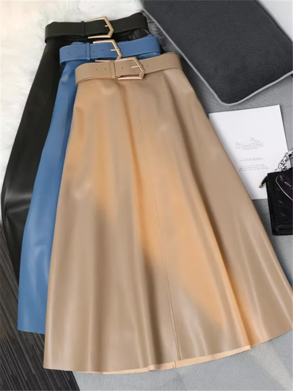 Vibonanza | Dames PU Leren Maxi Rok
