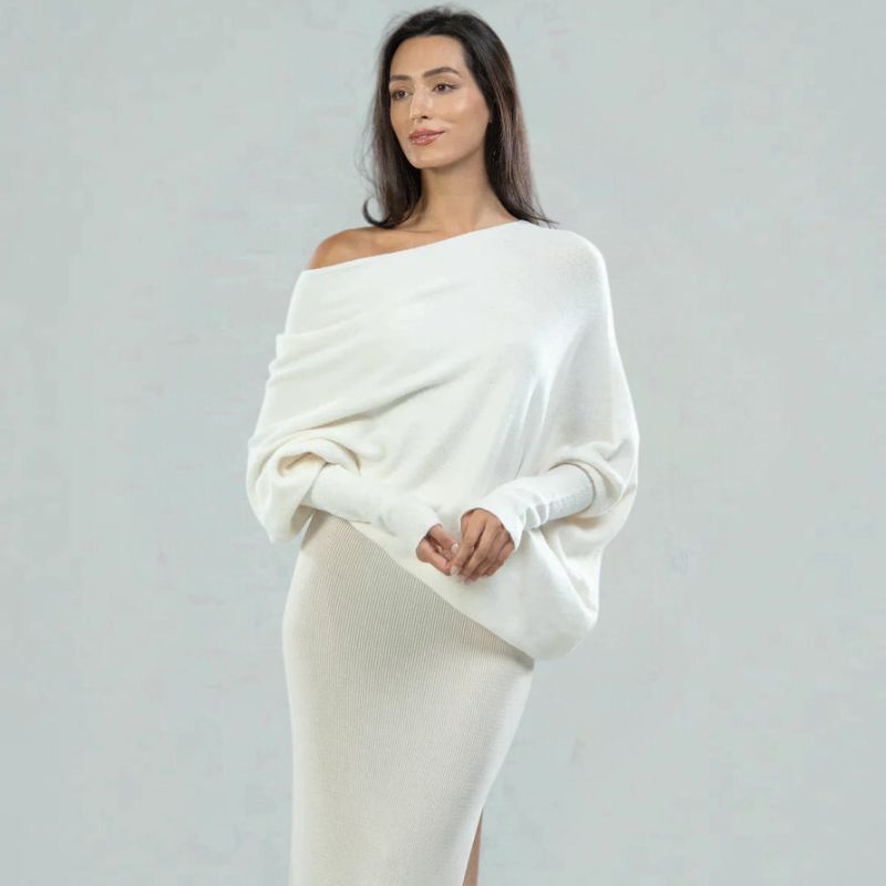 Vibonanza | Elegante Oversized Beige Trui