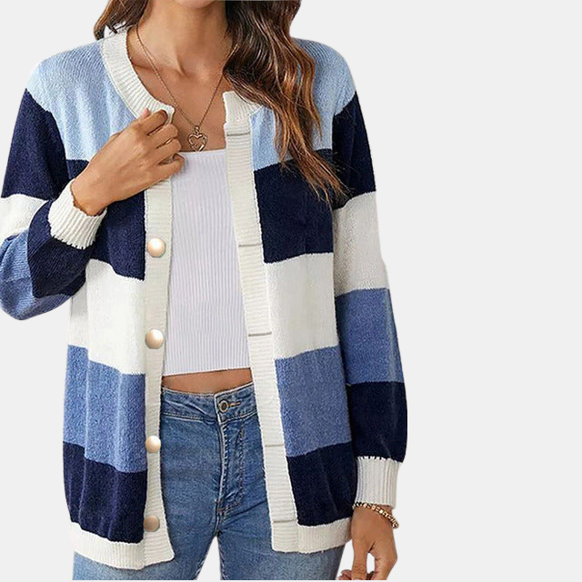 Vibonanza | Dames Lang Vest Pastel Streep