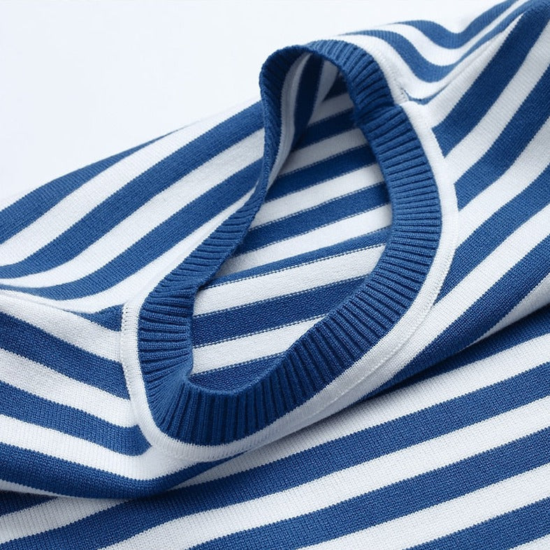 Vibonanza | Gestreepte Trui Biologisch Katoen Blauw-Wit