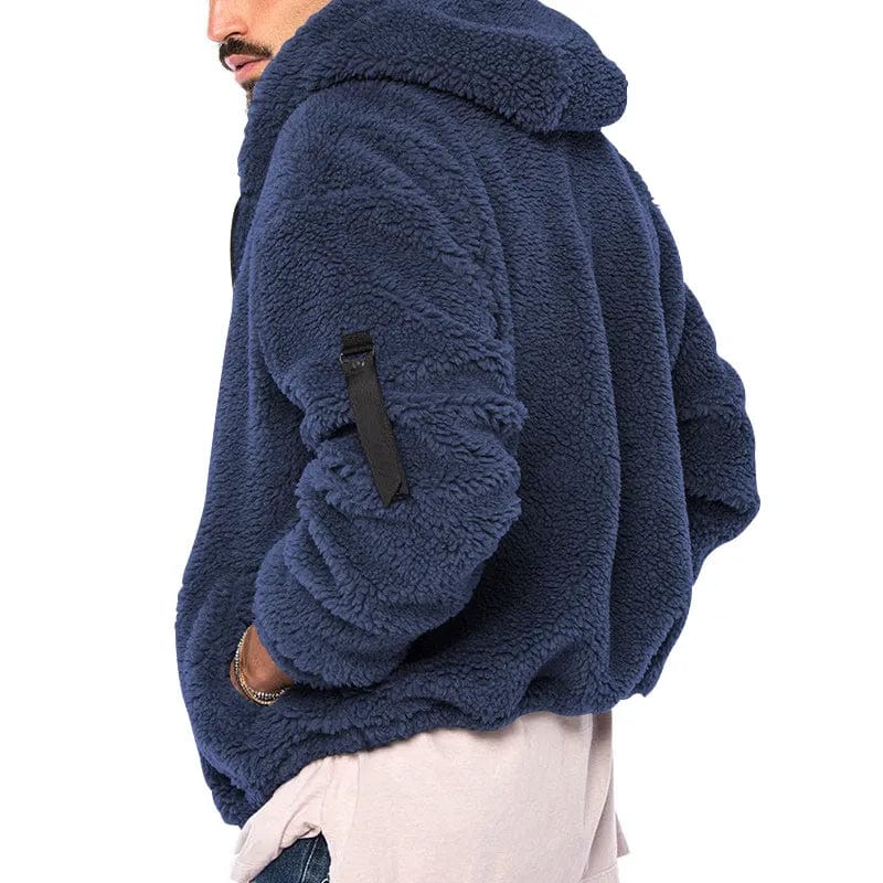 Vibonanza | Beige Fluwelen Sherpa Winterjas met Capuchon