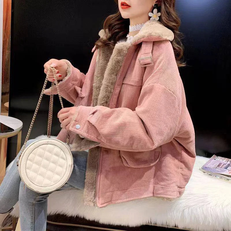 Vibonanza | Dames Oversized Gevoerde Corduroy Winterjas