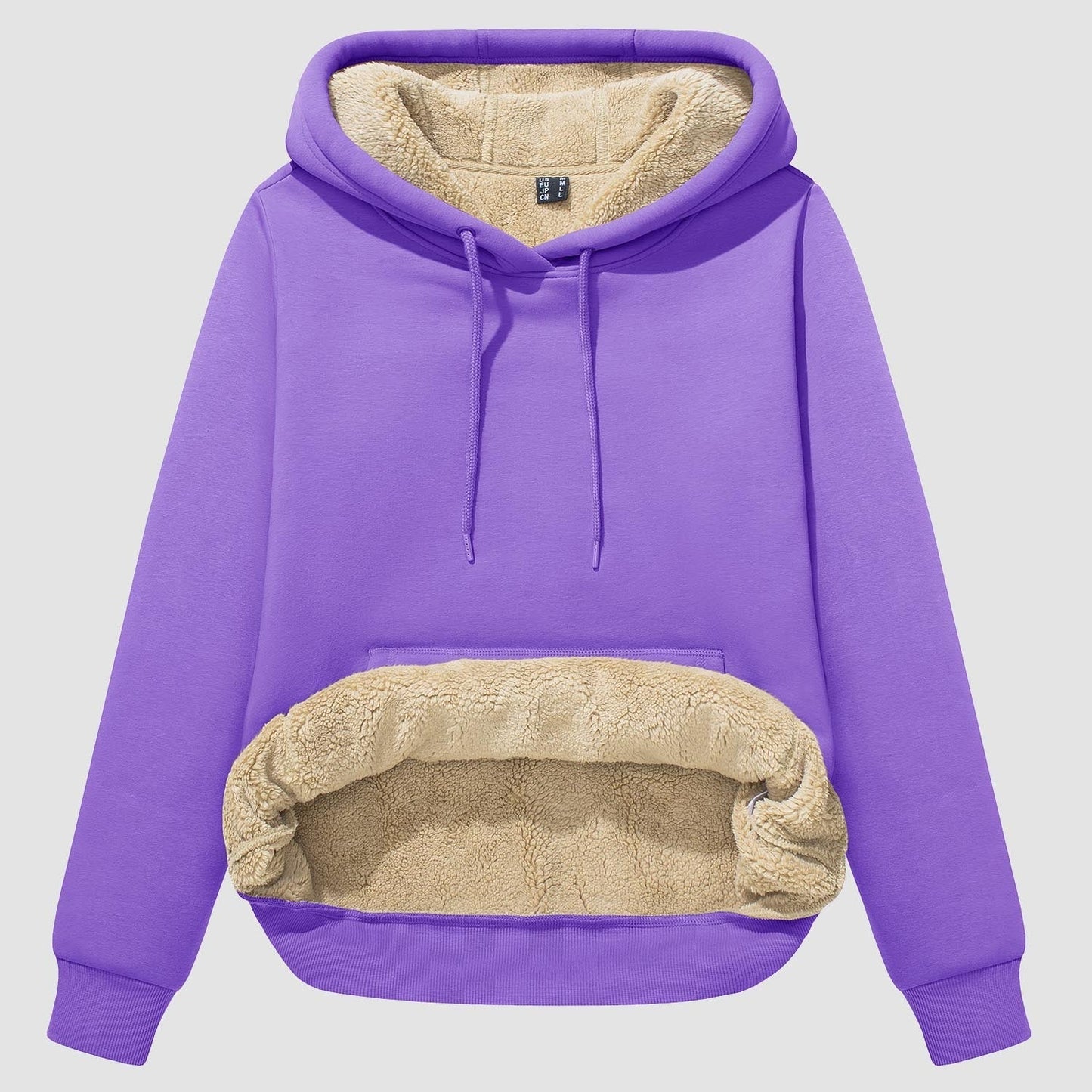 Vibonanza | Dames Sherpa Hoodie Beige Fleece Gevoerd
