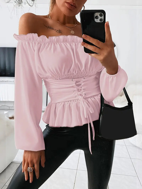 Vibonanza | Dames Off-Shoulder Blouse met Lange Mouwen