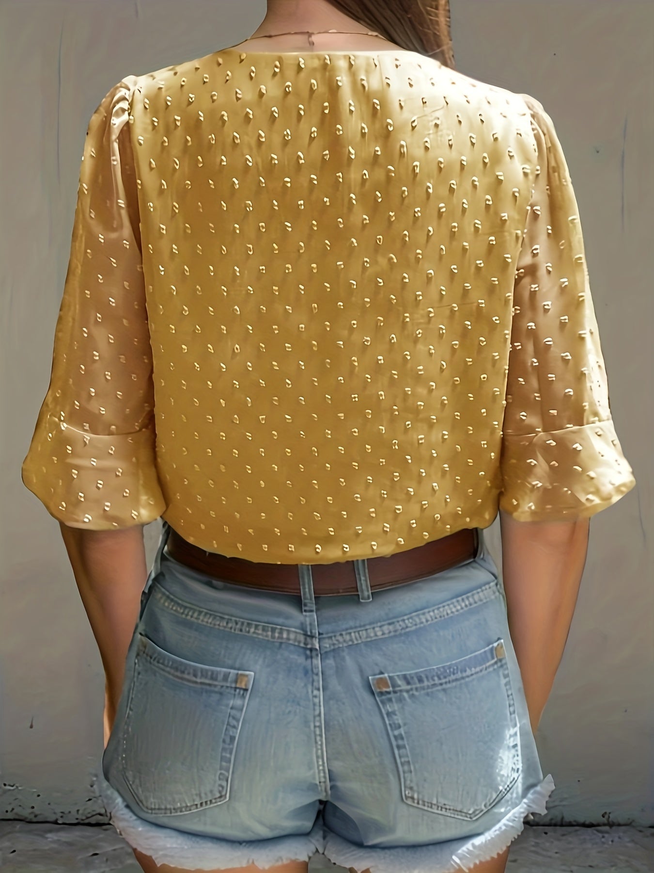 Vibonanza | Donkergroene Damesblouse V-hals Bell Mouwen