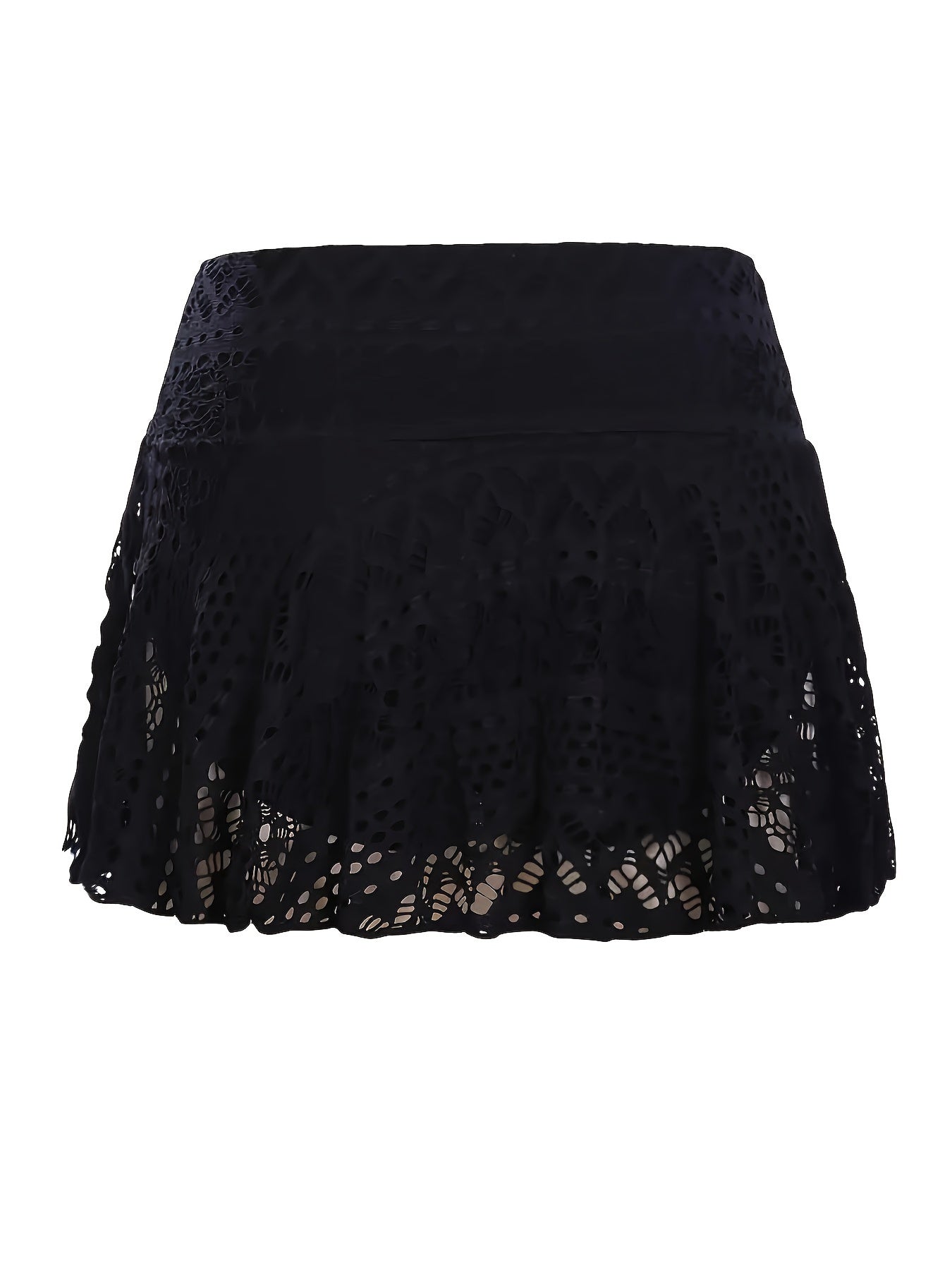 Vibonanza | Zwart Mesh Bikini Rok met Ingebouwd Slipje