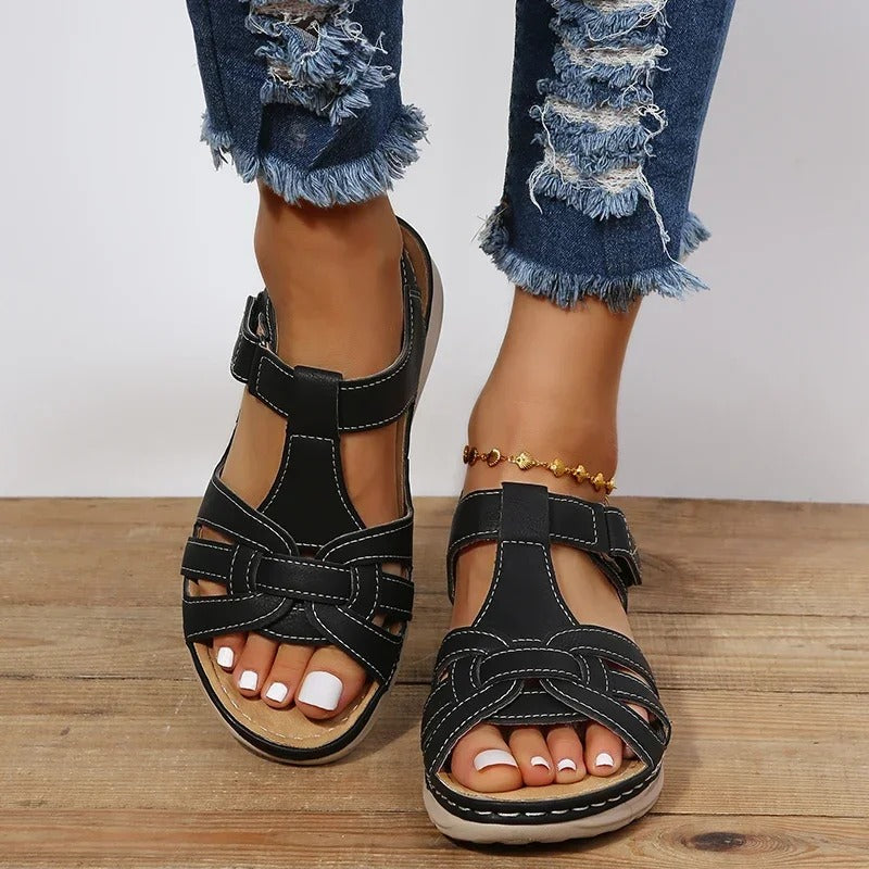 Vibonanza | Orthopedische Leren Sandalen met Klittenbandsluiting