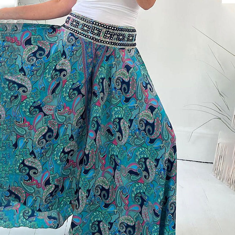 Vibonanza | Luchtige Palazzo Broek met Paisley Print
