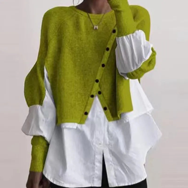 Vibonanza | Elegante Geometrische Dames Cardigan-Blouse