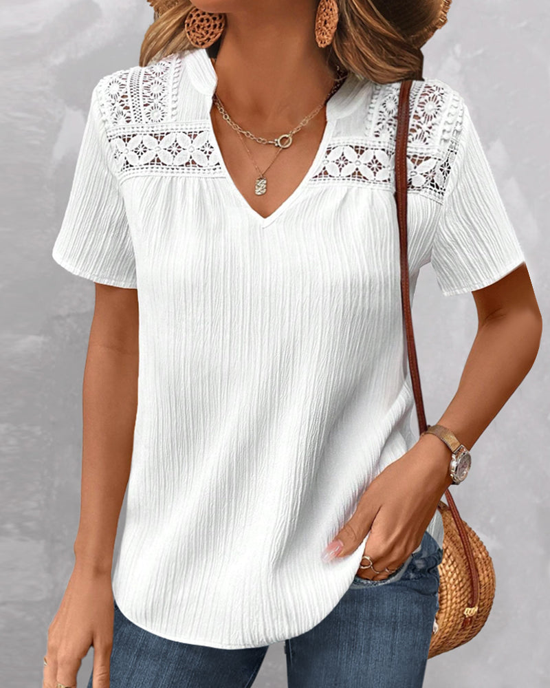 Vibonanza | Dames T-shirt V-hals Korte Mouwen