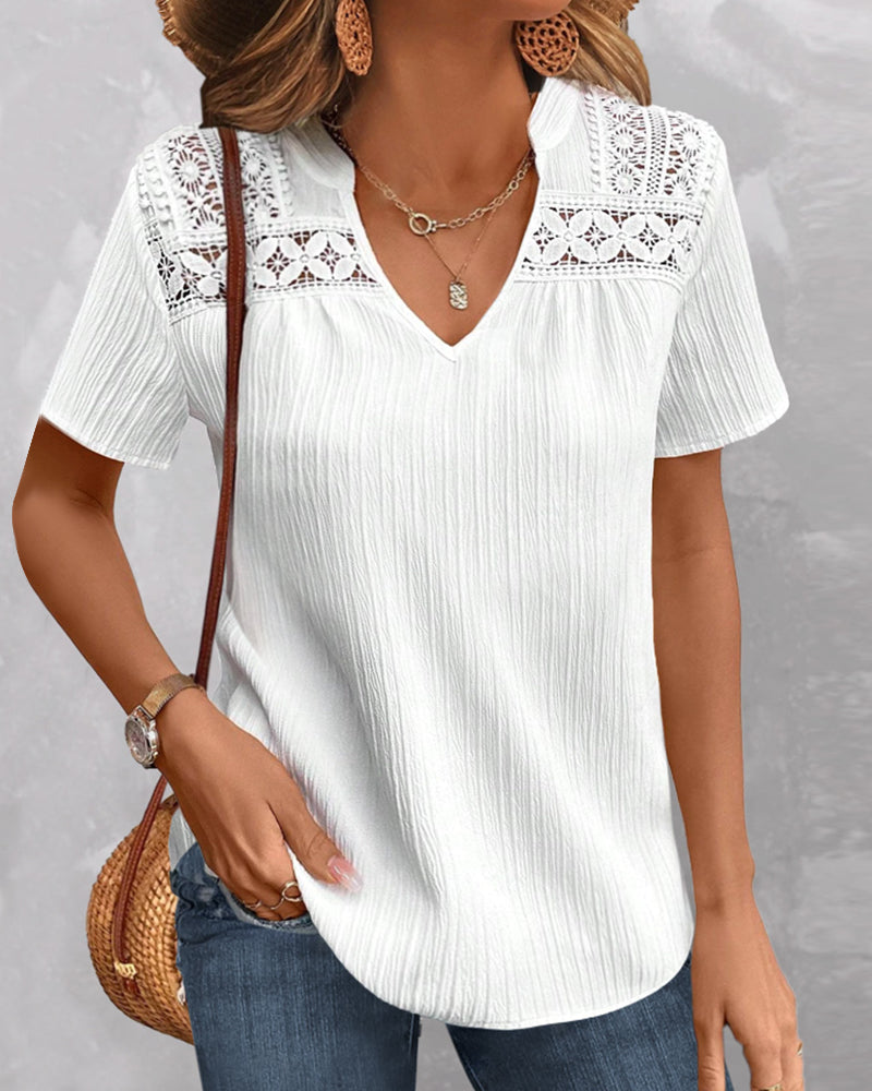 Vibonanza | Dames T-shirt V-hals Korte Mouwen