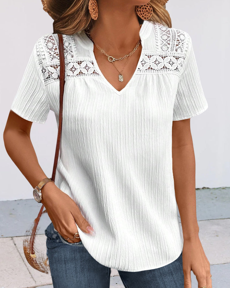 Vibonanza | Dames T-shirt V-hals Korte Mouwen