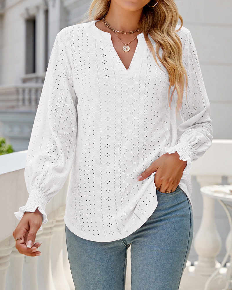 Vibonanza | Dames V-hals Blouse Met Volants