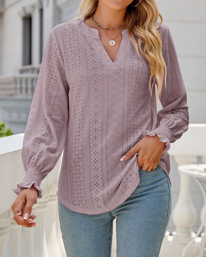 Vibonanza | Dames V-hals Blouse Met Volants
