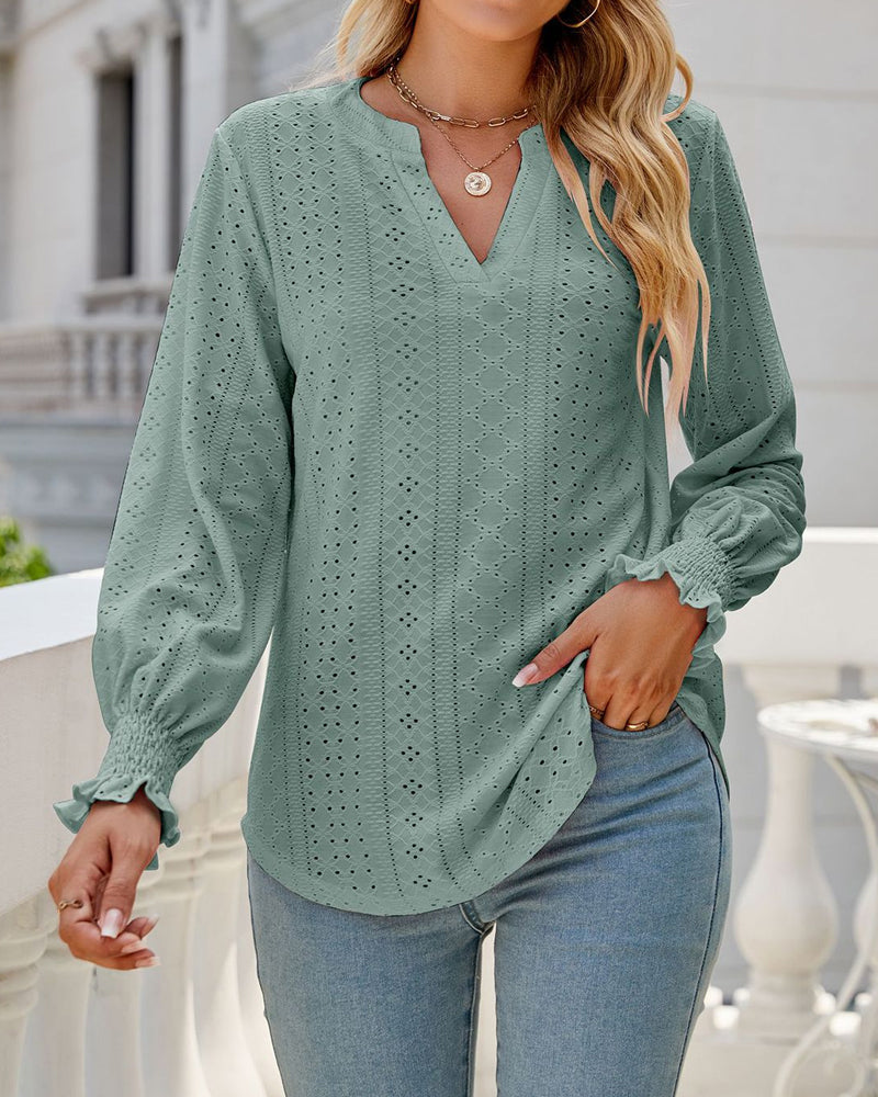 Vibonanza | Dames V-hals Blouse Met Volants