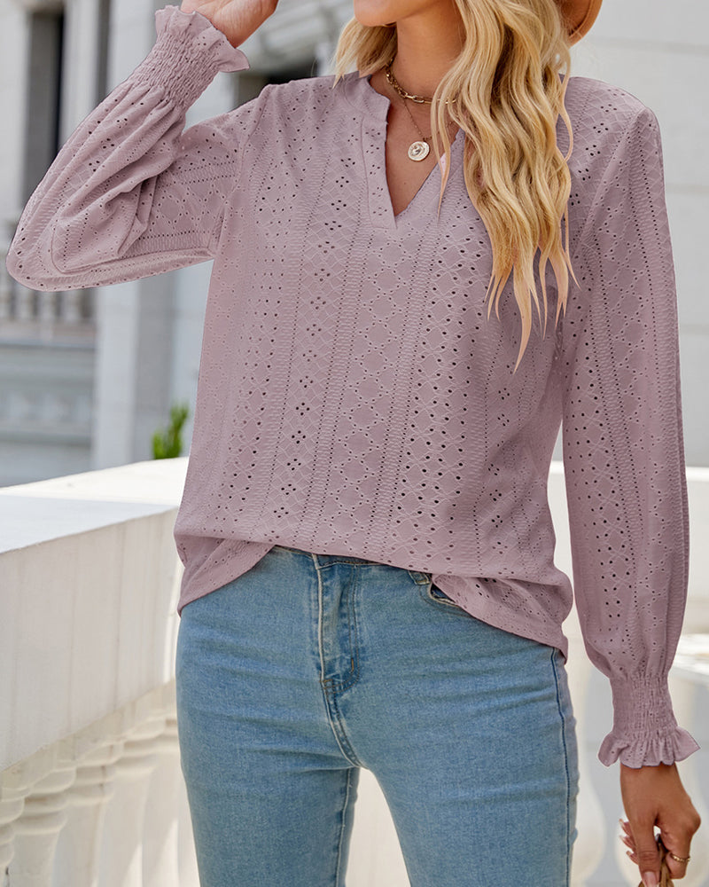 Vibonanza | Dames V-hals Blouse Met Volants