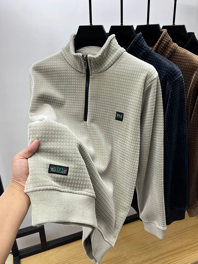 Vibonanza | Alpaca Fleece Half Zip Trui met Hoge Kraag