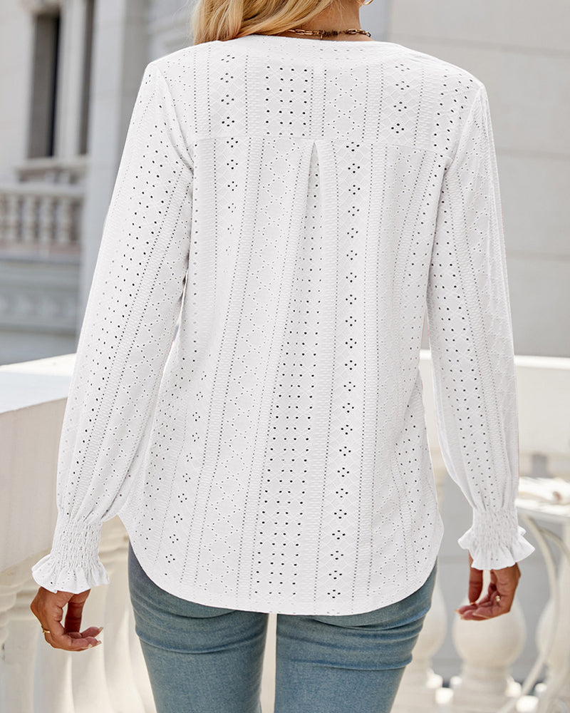 Vibonanza | Dames V-hals Blouse Met Volants