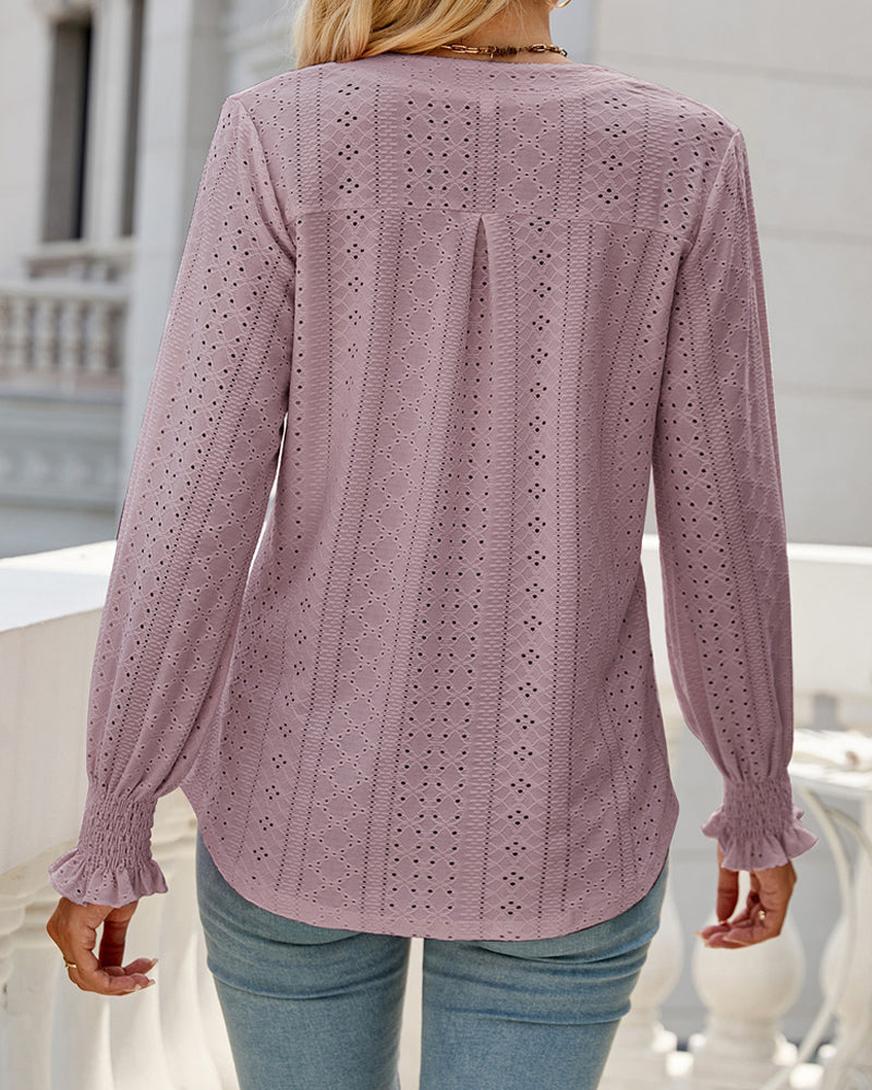 Vibonanza | Dames V-hals Blouse Met Volants
