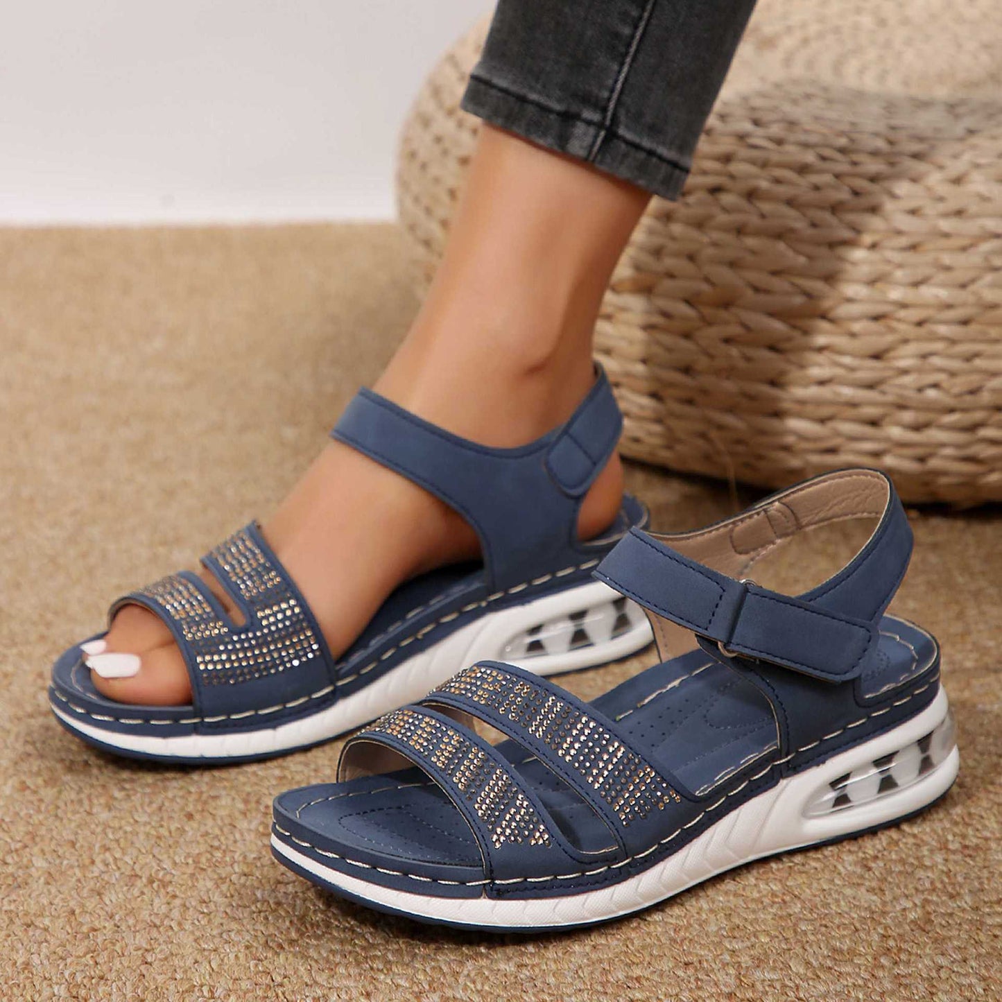Vibonanza | Dames Sandalen Gladiatorstijl Strass Decoratie
