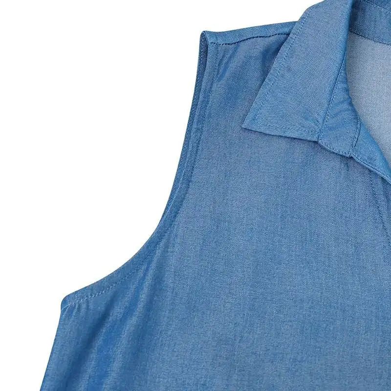 Vibonanza | Plus-size Mouwloze Spijkerjurk Maxilengte