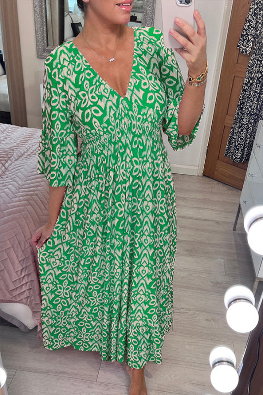 Vibonanza | Maxi Jurk V-hals Bohemian Driekwart Mouw