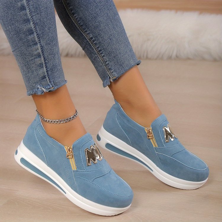 Vibonanza | Rode Orthopedische Sneakers met Gouden Rits