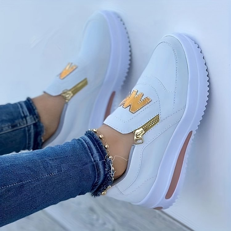 Vibonanza | Rode Orthopedische Sneakers met Gouden Rits