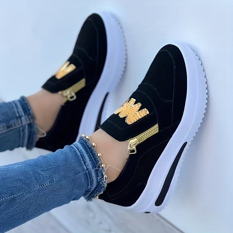 Vibonanza | Rode Orthopedische Sneakers met Gouden Rits