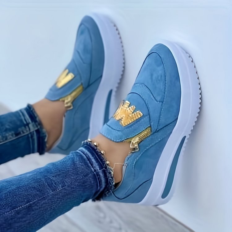 Vibonanza | Rode Orthopedische Sneakers met Gouden Rits