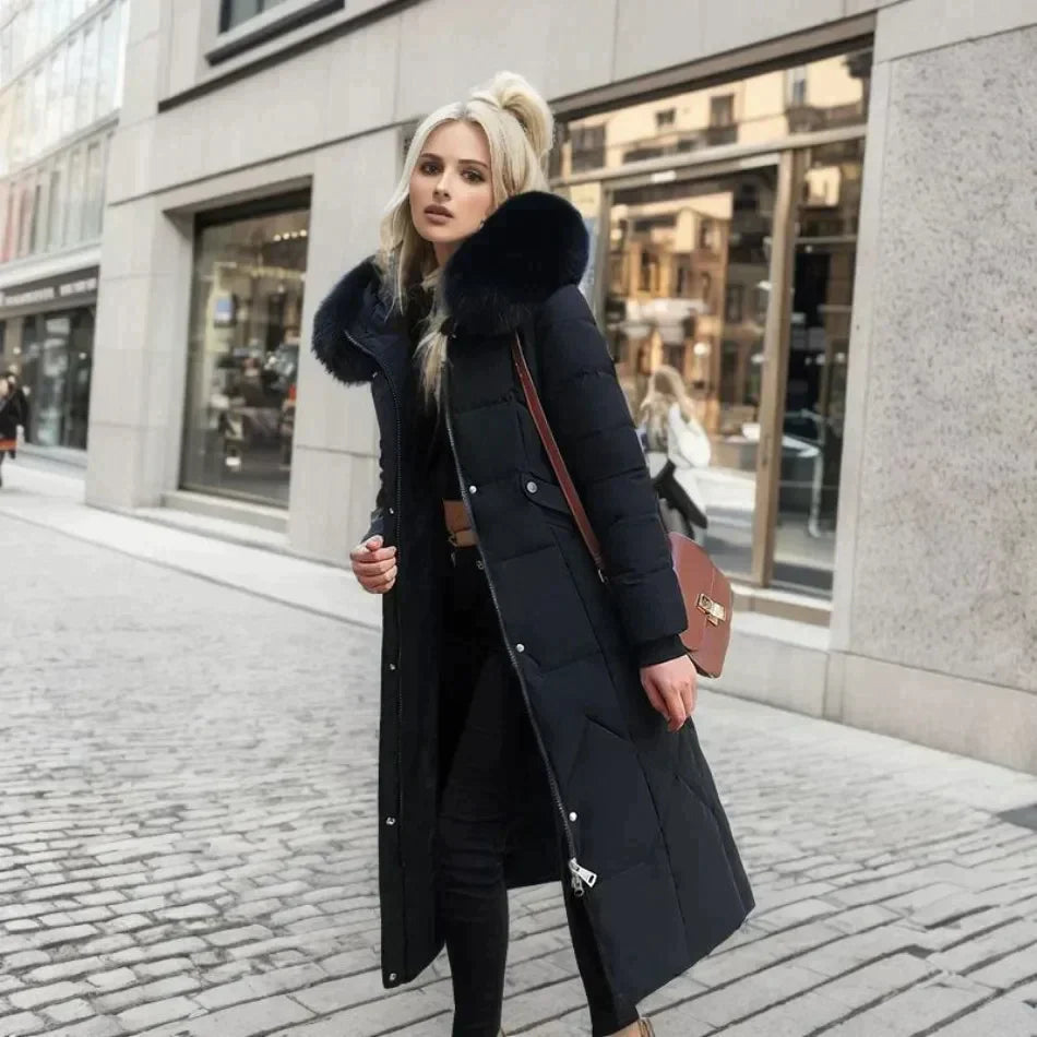 Vibonanza | Dames Gewatteerde Winterjas Met Imitatiebont