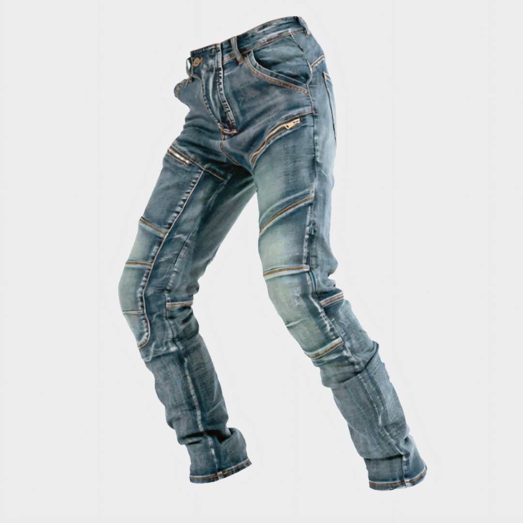 Vibonanza | Heren Stretch Jeans Slim Fit Vintage Moto Stijl