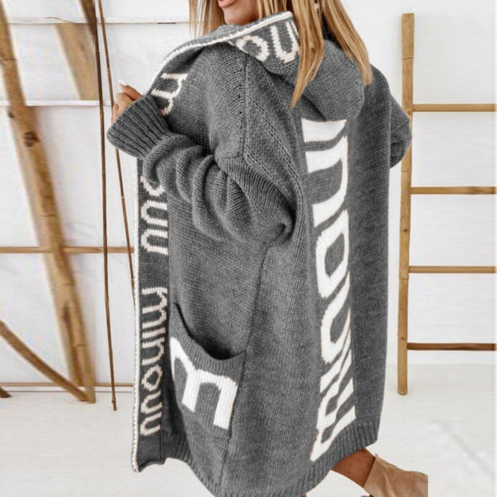 Vibonanza | Dames Taupe Gebreid Vest met Capuchon