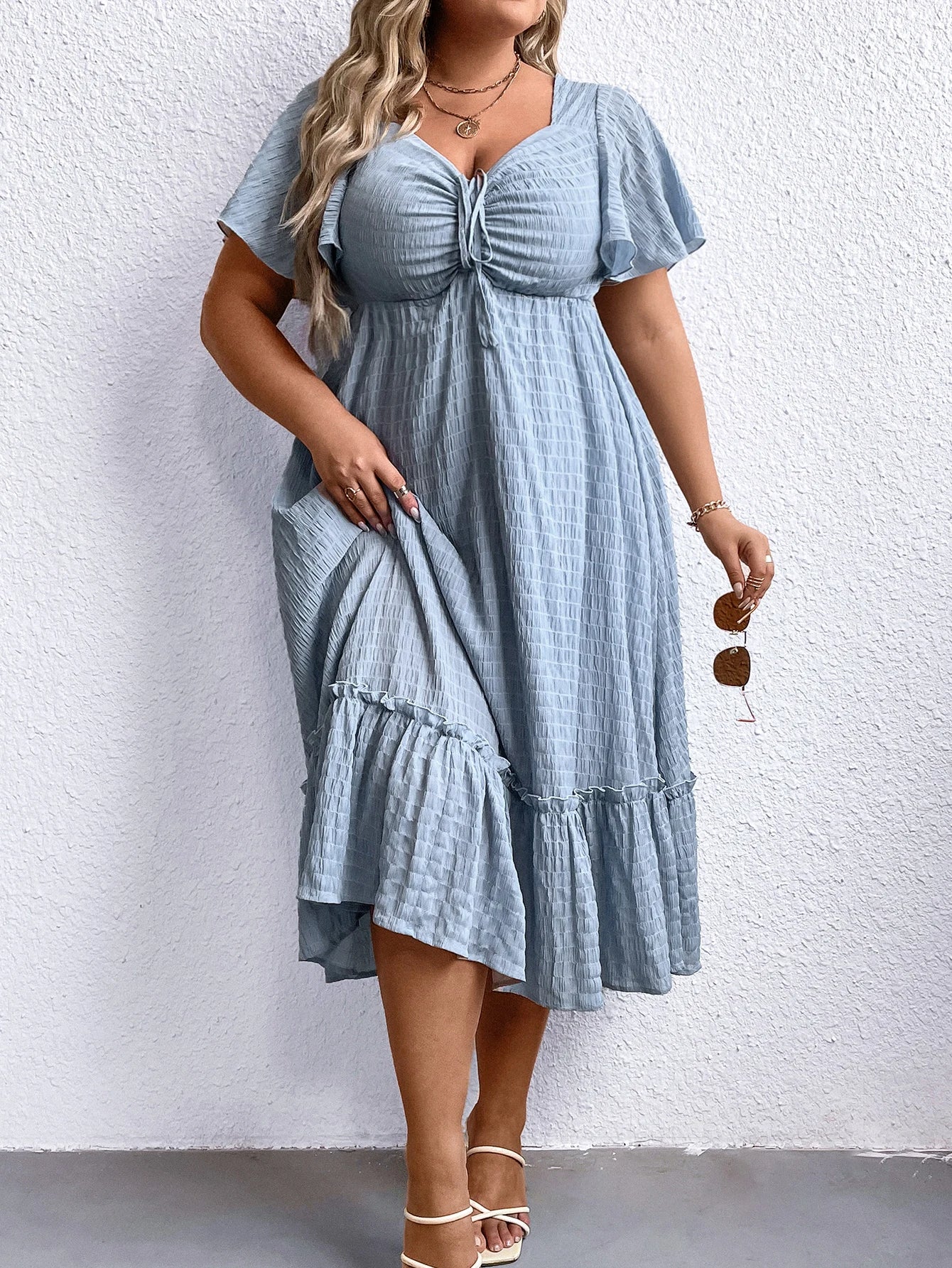 Vibonanza | Plus Size Zomerjurk Hartvormige Halslijn