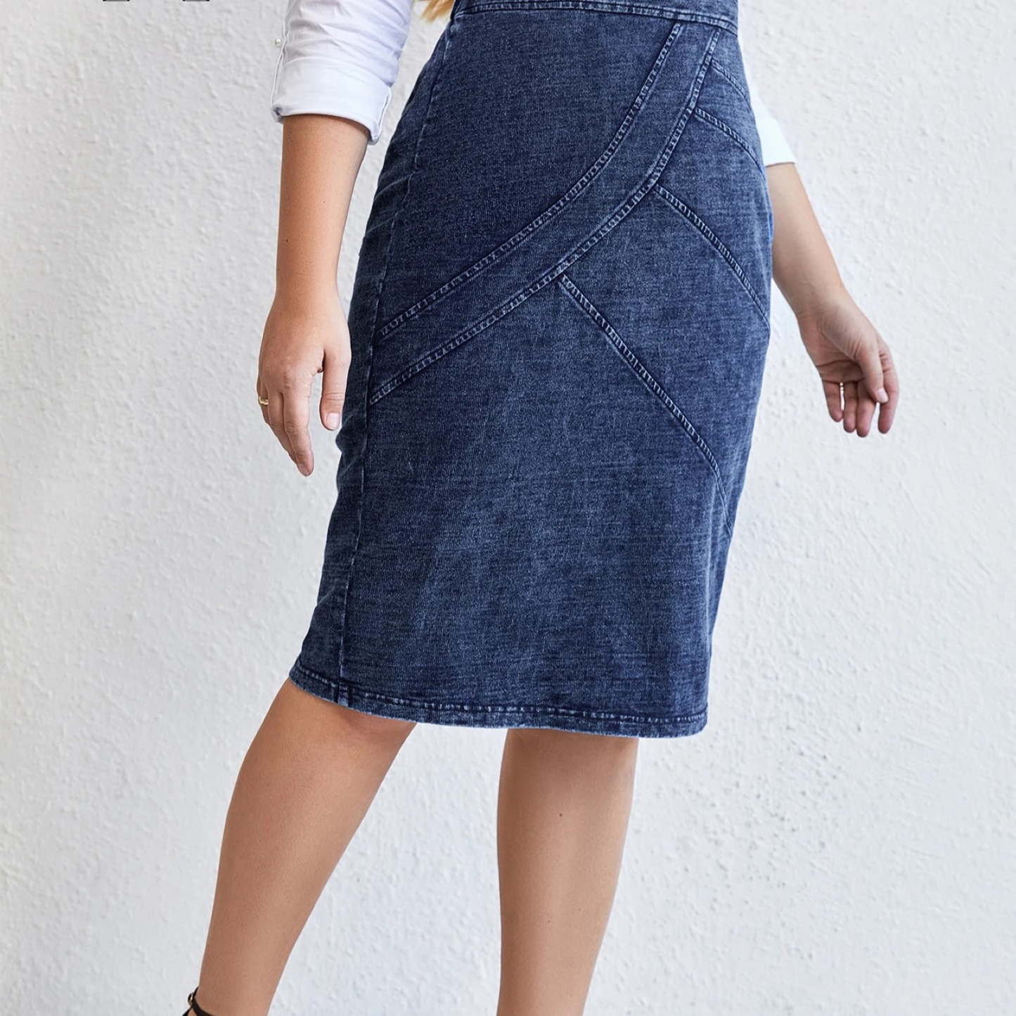 Vibonanza | Middellange Denim Potloodrok Hoge Taille