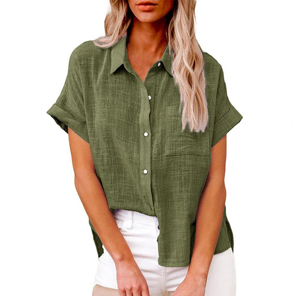 Vibonanza | Dames Zomerblouse Linnen Korte Mouw